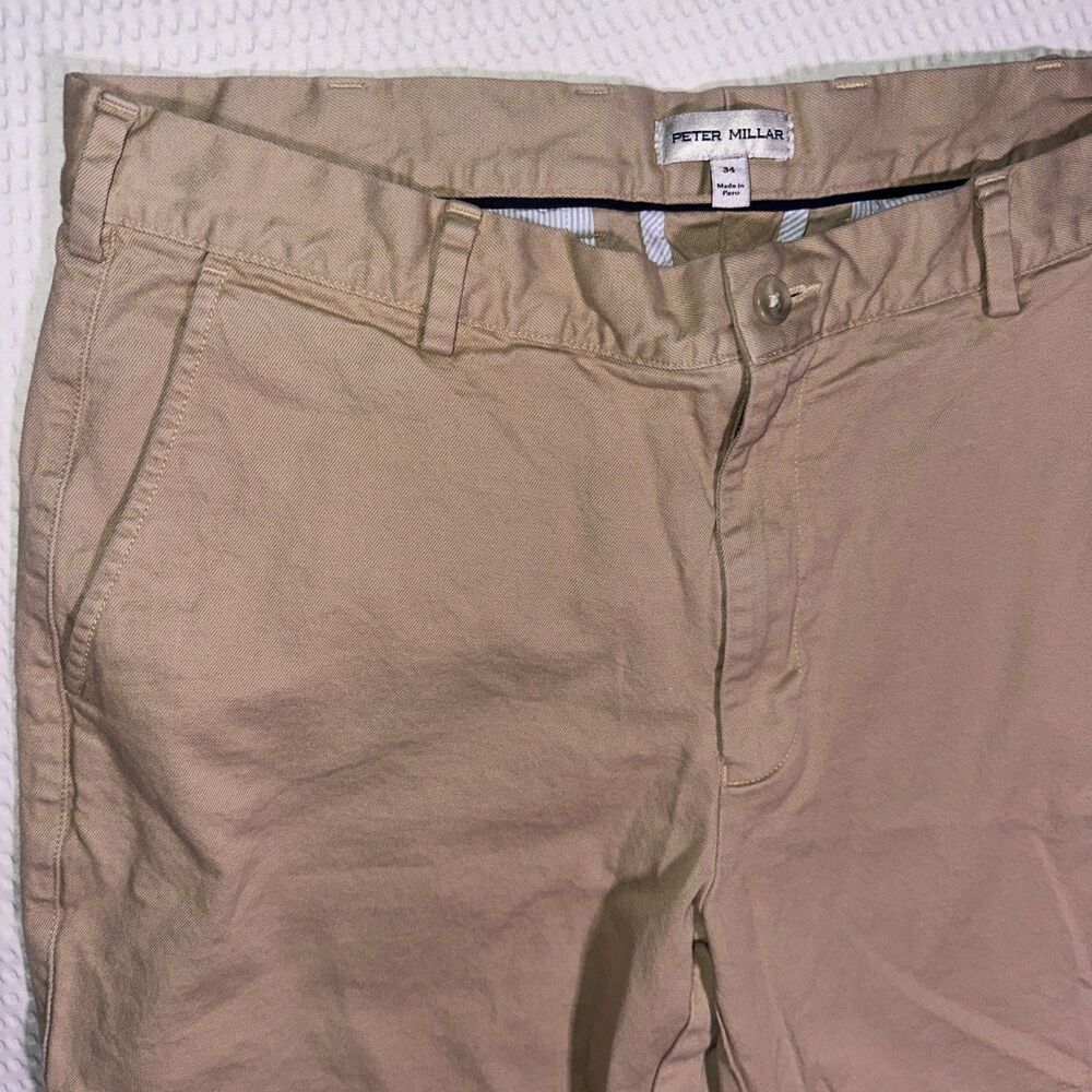 Peter Millar Shorts Mens Size 34 Beige Golf Flat Front Casual Chino